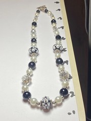 Artisan Ooak Art Deco Lampwork Glass Jewelry Black & White Necklace #8 Classic