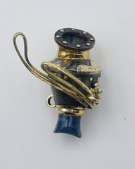 Sterling Silver 925S & 18k Gold Drum Jug Artisan Signed Pendant