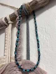 Turquoise 6mm Heishi Necklace 17” with 925 S-Hook Clasp and 4mm Onyx Beads