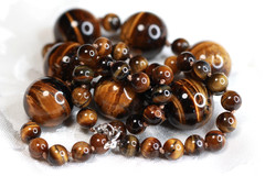 Tiger’s Eye Brown Necklace 8 & 20mm Ball Natural Gemstone Silk Knotted 22″