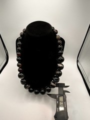 Natural Black Banded Agate Graduated Bead Statement Necklace 1440ct Huge 22mm