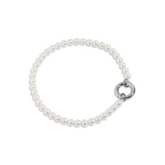 18K Gold PVD Stainless Steel Glass Pearl Charm Keeper Bracelet Beaded Chain New