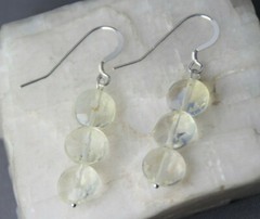 Citrine Golden Yellow Gemstone 9mm Faceted Coin .925 Sterling Silver Earrings 2″