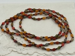 Vintage Orange Red Green Brown Beaded Hand Strung Necklace