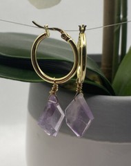 Ametrine, 14k Vermeil wire wrapped Hoop Dangle earrings. Handmade Reiki Healing