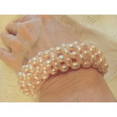 Pink Luster Natural Pink Freshwater Pearls Stretch Bracelet Cluster Multi Strand