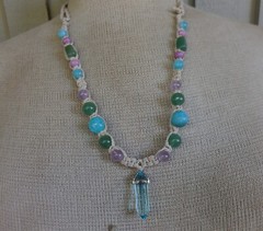 Fluorite Double Point Adjustable Hemp Necklace Aventurine Amethyst Stone Beads