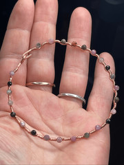 Rainbow tourmaline 7” 99.9% copper wire beaded beads handcrafted handmade dainty