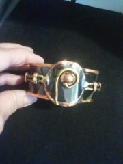 BLACK ENAMELED COPPER AND BRASS METAL BRUTALIST/MODERNEST WIDE CUFF BRACELET