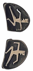 L C MEXICO STERLING SILVER STUDIO ARTISAN MID CENTURY MODERN FIGURE EARRINGS