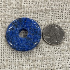 Carved Lapis Lazuli Donut Bead Pendant