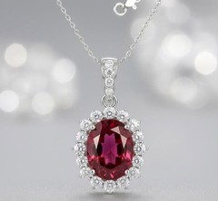 3.00 Ct Certified Oval Cut Red Diamond Pendant, Tariffs FREE & Matching Studs .