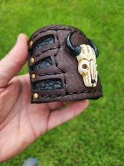 Genuine Buffalo Bison leather bone skull wide rodeo cuff alfa men bracelet