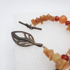 African Antique Style Mali Carnelian Agate Bead Necklace Toggle Leaf Clasp 32″