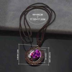 Flower Lovers Round Wooden Glass Pendant Necklaces Jewelry