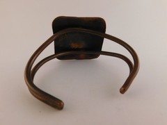 COPPER STERLING CUFF MIXED METAL BRACELET SPLIT CUFF TREE BIRD ABSTRACT SILVER