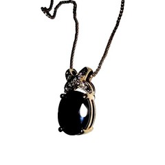 Vintage Gold Vermeil 925 Sterling Silver Dark Blue Sapphire X Pendant Necklace