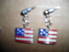 American Flag-Red/White/Blue- Silver Enamel Earrings-Surgical Steel Post