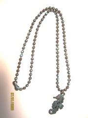 Handmade Patina Sea Horse and Chain Necklace