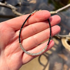 Natural Black Spinel Alexandrite Bracelet Solid 14k Yellow Gold , 7″ – 7 1/3″