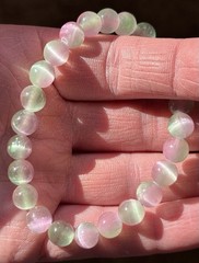High Quality Watermelon Selenite Bracelet – 7.5mm Beads – Crystal Healing – NEW