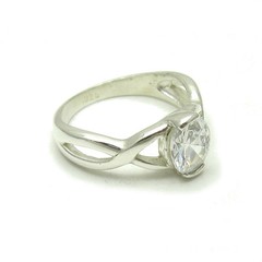 Sterling Silver Ring Hallmarked Solid 925 With 9X7mm Oval Cubic Zirconia Empress