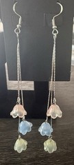 Brand New Handmade S925 Dangle Glass Flower Drop Earrings