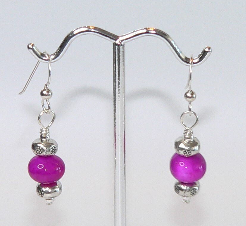Carolina Sundance Bright Fuchsia Gemstone Earrings Hot Pink Earrings