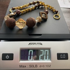Brown and Gold Beaded Statement Necklace 18″ Various Types Of Beads/ 2 Glow
