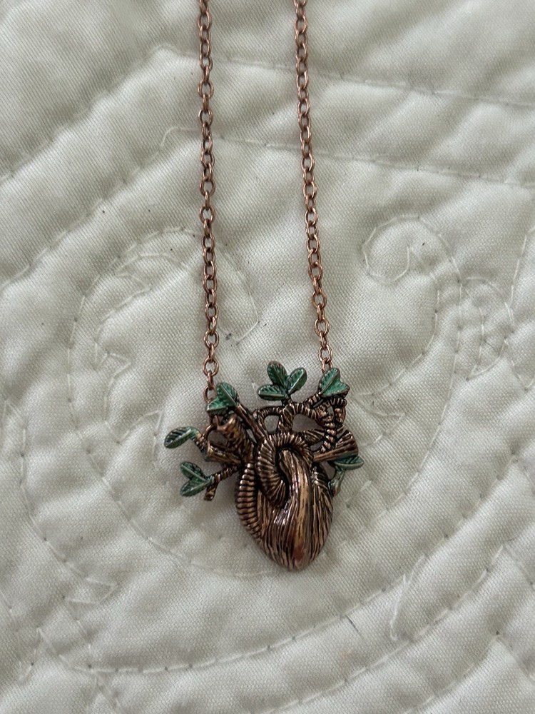 Unique Mother Earth Heart Pendant Necklace. Handmade