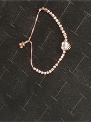 Rose Gold Heart Tennis Bracelet with Crystals