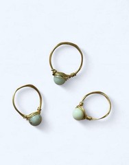 1 pc Handmade Amazonite wire wrapped crystal ring with gold copper wire