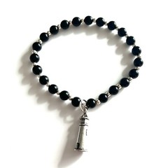 Black Jasper Beaded Lighthouse Bracelet by CurlanceCreations