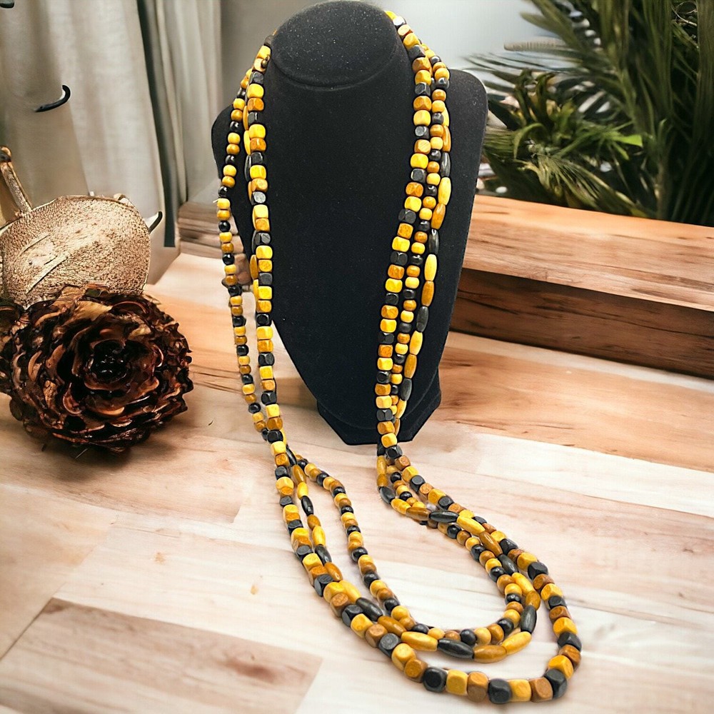 Sandalwood, Darker Brown Wood, and Ebony Beaded String Necklace!