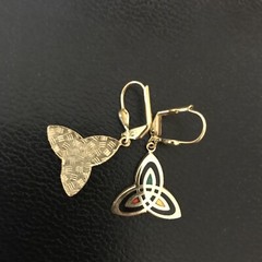 Trinity Knot Earrings Enamel Cloisonne Gold Tone Pierced Stunning