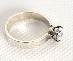 Estate Handmade Solitaire Cubic Zirconia .5 to .75 CT 925 Sterling Silver Size 7