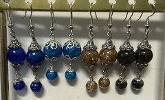 4 Sets Flower cap glass bead earrings, glass beads jewelry, handmade jewelry,