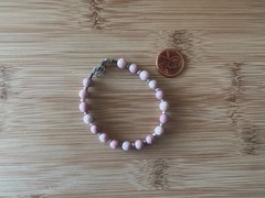 New Rhodonite, Czech Glass & Stainless Steel Handmade Bracelet 7-7 1/2 in. -B713