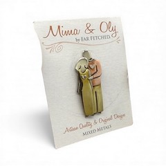 Far Fetched Happy Couple Pin Brooch Newlyweds Mixed Metals Artisan Handmade