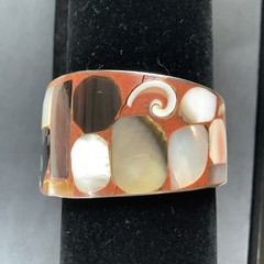 Mosaic Cuff Bracelet Inlayed With Various Natural Stones Artisanal Philippines