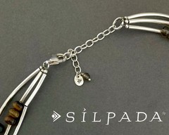 SILPADA Sterling Silver TUBE BEAD-PEARL-SMOKY QUARTZ-TIGER’S EYE Necklace~#N2264