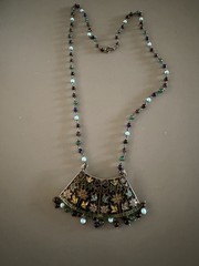 Vintage Meenakari India Silver and enamel on beaded chain Necklace 19”