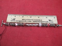 HAND FIRED LAMPWORK BEADS MISSISSIPPI STATE STERLING SILVER BRACELET 7-1/2″
