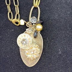 Adorned Crown Jewelry assemblage spoon watch face crystal cluster necklace