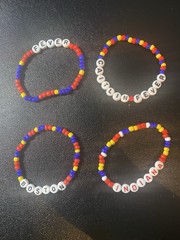 4 indiana fever caitlin clark bracelets size 6.5 in wrist with stretch string