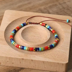 Natural 7 Charka Imperial Jasper 2*4mm Beads Minimalist Boho Tibetan Bracelet
