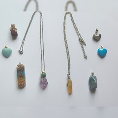 Crystal Multicolor Rainbow Gemstone Quartz Pendant Nature Boho Necklace Lot