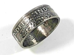 British Two Shilling Coin Ring – Handmade England UK Vintage Coin Jewelry Gift