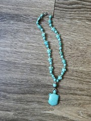 Turquoise Howlite Sea Turtle Beaded Necklace Carved Turtle Pendant Boho…