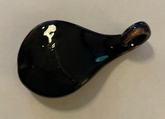 art glass swirl pendant lime green, white, and black swirl on copper metallic